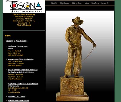 Featured Website FastWinn Web Tucson Arizona new website for Toscana Studio and Gallery New Website