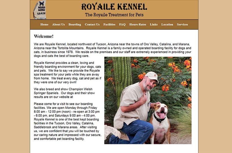 Website redesign old website Royaile Kennel FastWinn Web Tucson AZ 