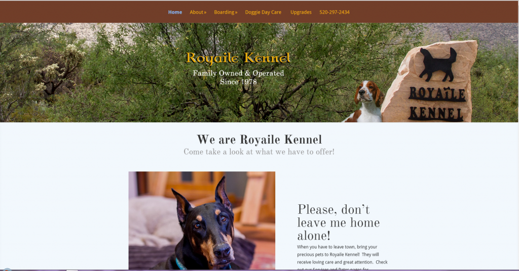 Website redesign of Royaile Kennel FastWinn Web Tucson AZ 
